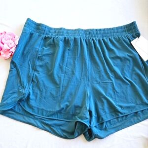 🏷️ATHLETA Mesh Racer Run High Rise 3 Short Teal Blue Size 3X
